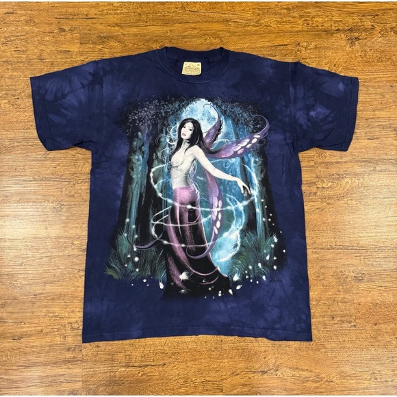Vintage Y2K The Mountain Purple Tie Dye Moonlight Night Fairy T Shirt Men's M - Picture 2 of 8